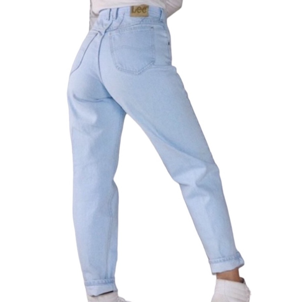 Lee Vintage White Wash Cotton High Rise Mom Jeans 12